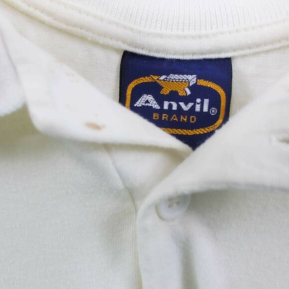 80s Vintage Mens '84 US Open Short Sleeve Polo Shirt White Blue Cream - Picture 3 of 11